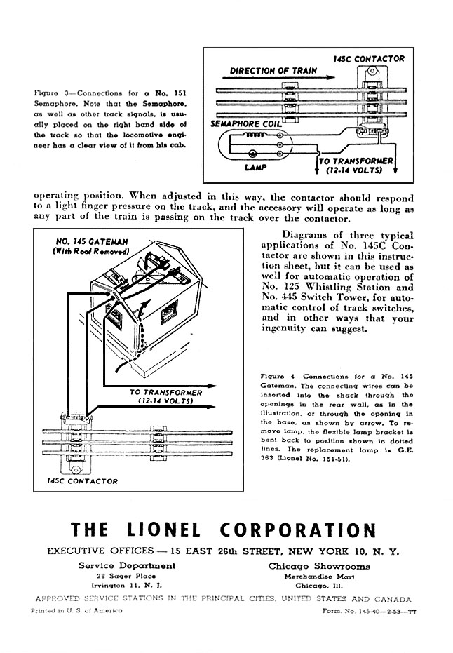 No. 145-40 Instruction Sheet Back Page