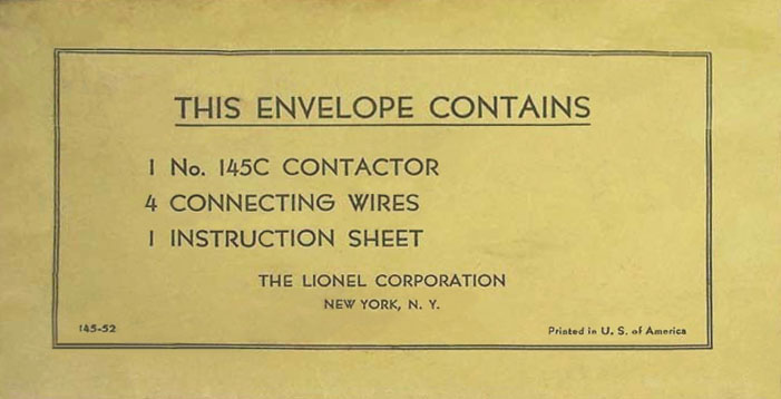 No. 145-52 Parts Envelope