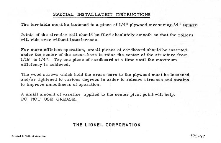 No. 375-77 Special Instructions