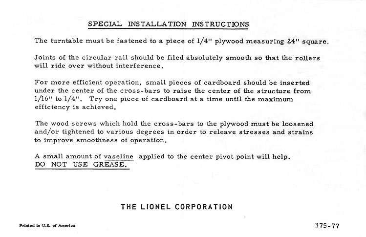 No. 375-77 Special Instructions