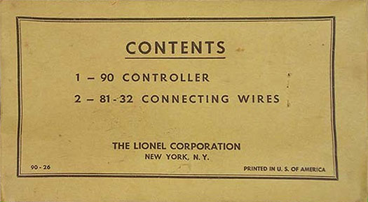 No. 90-26 Parts Envelope