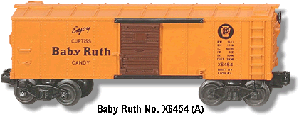 The Lionel Trains Baby Ruth Box Car No. X6454 Variation A