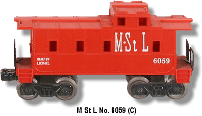 The Lionel Lines M & St. L Caboose No. 6059 C Variation