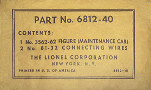 No. 6812-40 Parts Envelope