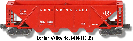 The Lionel Lehigh Valley Quad Hopper No. 6436-110 Variation B