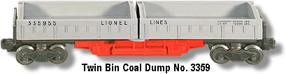 Lionel Trains Operating Twin Dump Coal Car No. 3359