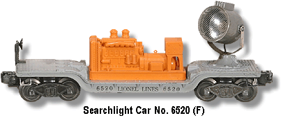 Lionel Trains Searchlight Car No. 6520 H Variation