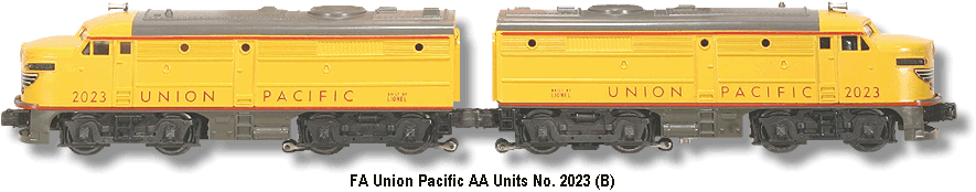 Lionel Trains Union Pacific FA Diesel double A units No. 2023 Variation B