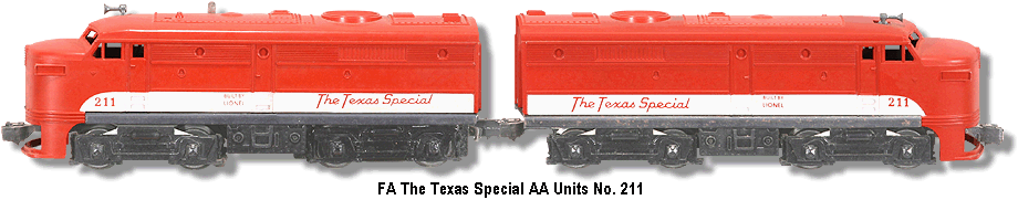 Lionel Trains The Texas Special FA Diesel double A units No. 211