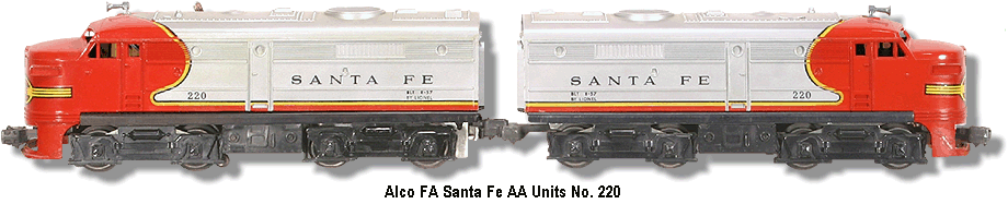 Lionel Trains Santa Fe FA Diesel double A units No. 220