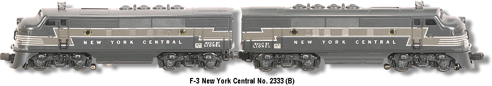 Lionel Trains New York Central F-3 No. 2333 Variation B