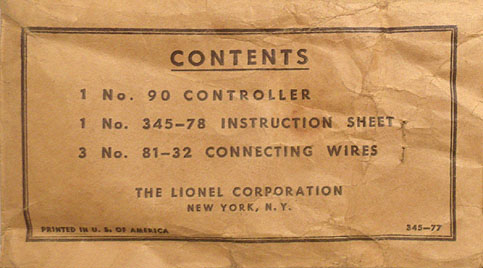 No. 345-77 Parts Envelope