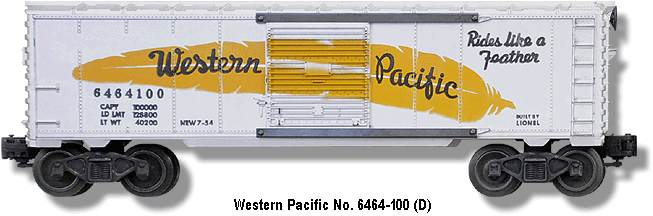 Lionel No 6464 Western Pacific  Box Car Licensed Reproduction Box 