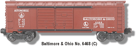 Baltimore and Ohio Automobile Box Car No. 6468 Variation C