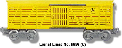 Lionel 6656 Train Stock Car DK Yellow Postwar O-gauge X4450 for sale online 