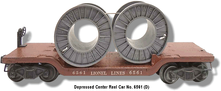 LIONEL TRAINS 6561 DEPRESSED CENTER CABLE REEL FLAT CAR