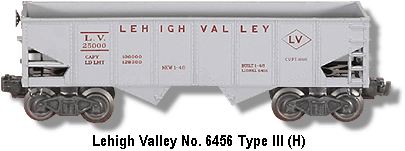 Lionel Trains Lehigh Valley Gray Type III Hopper Car