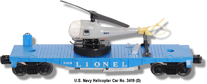 Lionel 3419 Helicopter Car With 2 Navy Copters 1960 for sale online 