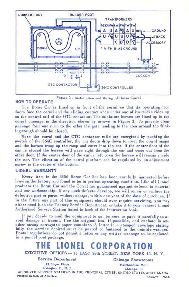 Back page of No. 3356-78 Instruction Sheet
