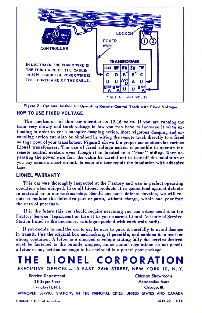 No. 3361-29 Instructions Back Page