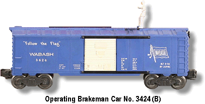 Lionel 3424 Wabash Operating Brakeman Boxcar Postwar O Gauge X3694 for sale online 