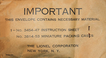 No. 3454-51 Parts Envelope