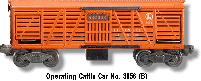 LIONEL # 3656 STOCK CAR OUTFIT OPERATING CATTLE CAR INSTRUCTIONS PHOTOCOPY 