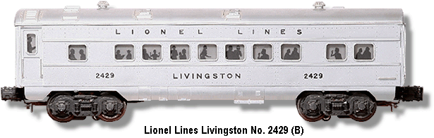 Lionel Lines Livingston Pullman Car No. 2429 Variation B