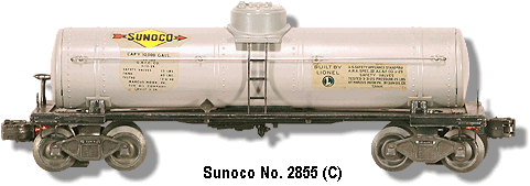LIONEL POST WAR 2855 SUNOCO TANK CAR PAIR OF WHITE SIDE DECALS SELF ADHESIVE 