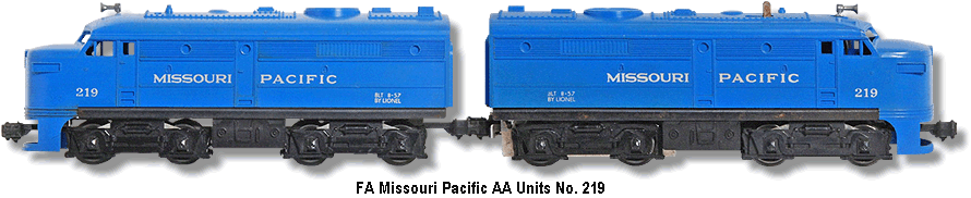 Lionel Trains Missouri Pacific FA Diesel AA Units No. 219