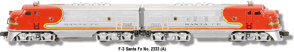 Lionel Trains Santa Fe F-3 Diesel double A units Variation A