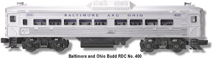 Lionel Trains Baltimore and Ohio Budd Unit No. 400