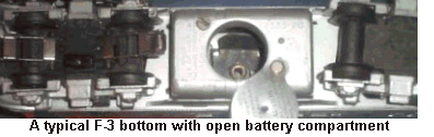 Underside of the F-3 with open battery compartment