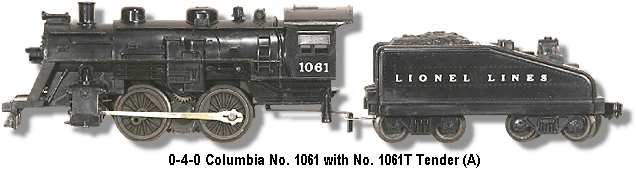 Lionel Trains Locomotive No. 1061 with 1061T Tender Variation A