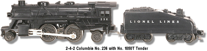 Lionel Trains Locomotive No. 236 with 1050T Tender