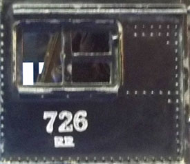 No. 726RR Cab Number Close-up
