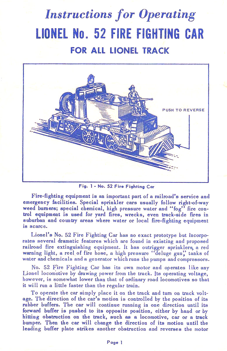 No. 52 Instruction Sheet Page 1