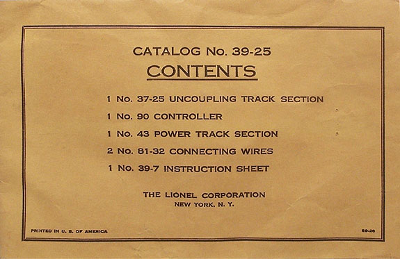 No. 39-25 Parts Envelope
