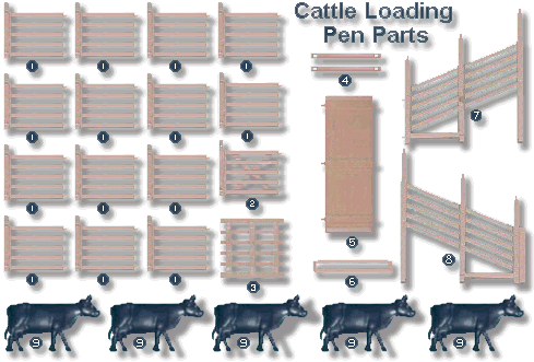 O/S - COMPLETE Plasticville Black 1 Cow #1623 Cattle Loading Pen 
